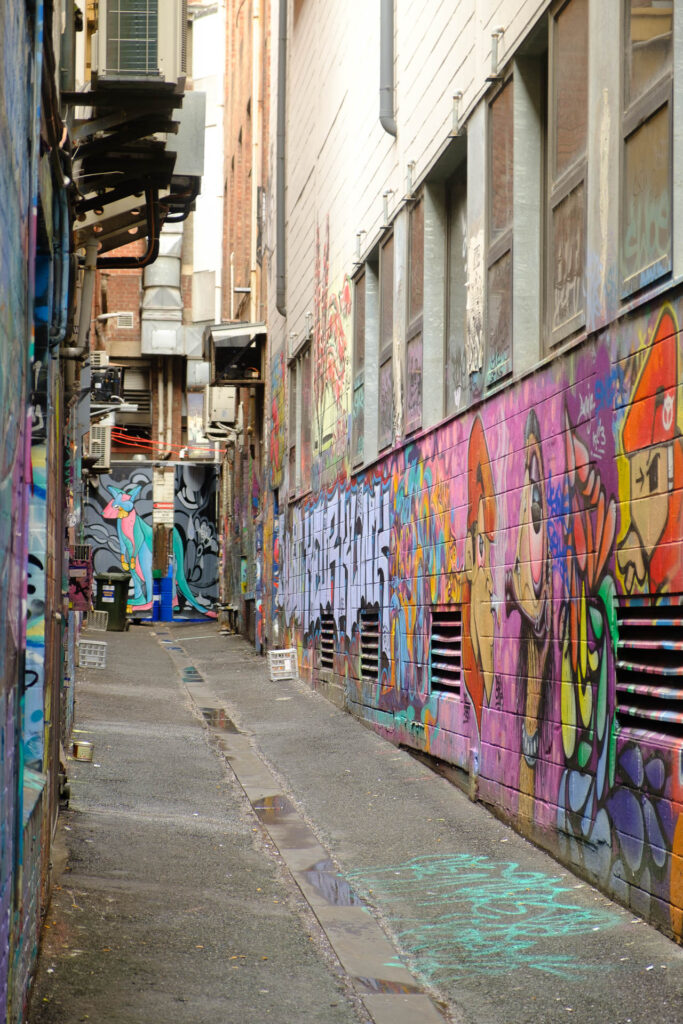 Graffiti lines the walls of Croft Alley.