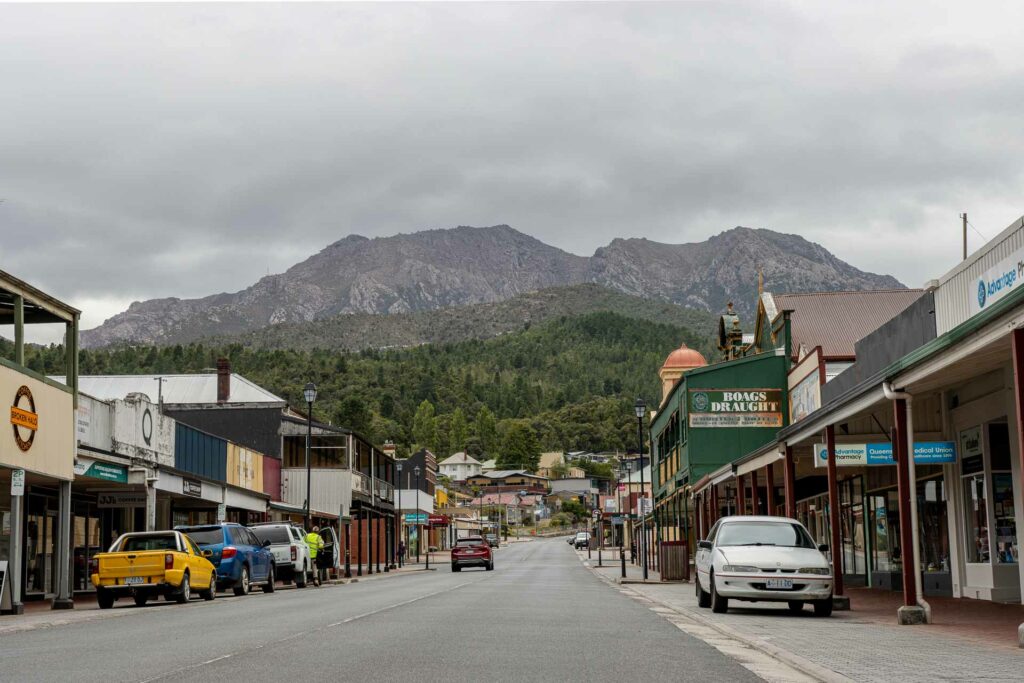 Looking up the main road at Queenstown.